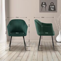 CLP Jaysie bársony étkezőszék, sötétzöld (325805)