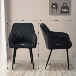 CLP Étkezőszék Monett bársony B, fekete (324390)