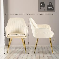 CLP Étkezőszék Cheryl bársony arany, krém (325936)