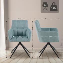 CLP 2 db Jonah szövet étkezőszékből álló készlet, türkiz (327484)