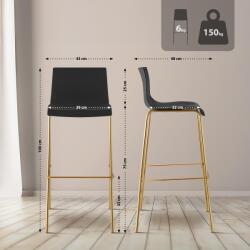 CLP Bárszék Hoover műanyag 4 láb arany, fekete (327068)