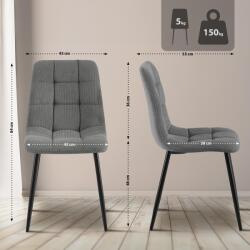 CLP 2 db étkezőszék szett Antibes Cord, szürke (327385)