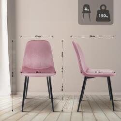 CLP 4 db Maryam bársony étkezőszék készlet, rózsaszín (327429)