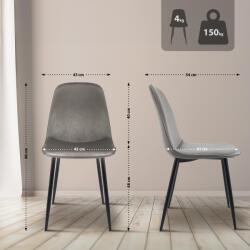 CLP Maryam bársony étkezőszék, világosszürke (325829)