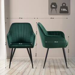 CLP Cheryl bársony étkezőszék, zöld (325938)