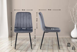 CLP 4 db Dijon bársony szék készlet, sötétszürke (323422)