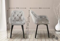 CLP 2 db Antigo bársony étkezőszék szett, szürke (327217)