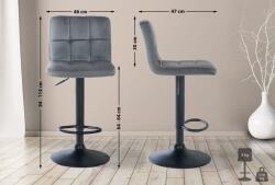 CLP Peru bársony 2 db bárszék, sötétszürke (324926)