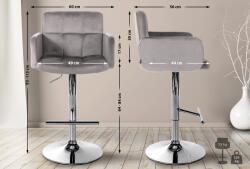 CLP 2 db bárszék Los Angeles bársony króm készlet, szürke (327357)