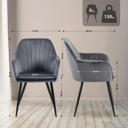 CLP Cheryl bársony étkezőszék, sötétszürke (325942)