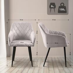 CLP 2 db-os Monett velvet B étkezőszék szett, szürke (326668)