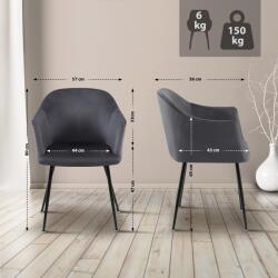 CLP Jaysie bársony étkezőszék, sötétszürke (325803)