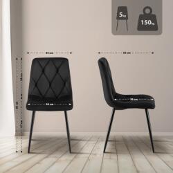 CLP 2 db Clairton bársony étkezőszékből álló készlet, fekete (326531)