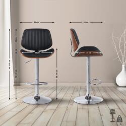 CLP 2 db bárszék szett Clawson műbőr króm, dió/fekete (326561)