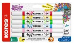 Kores Kores: Dekormarker készlet, akril, 1-2 mm, kétvégű, KORES " K-Kreative", 6 különböző szín (23061.21)