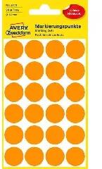 Avery-Zweckform Avery Zweckform: Etikett, 18 mm, kör, AVERY ZWECKFORM, neon narancs, 96 etikett/csomag (3173)