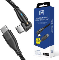 3mk Protection Cablu de date 3MK Hyper N-SERIES, 2x USB-C, 60W, 3A, 2m, rotire 180 grade, Negru (5903108680165)