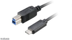 Akasa USB A/B, 100cm USB 3.2 Gen 2 (3.1 Gen 2) 1 M USB C USB B Fekete USB kábel (AK-CBUB28-10BK)