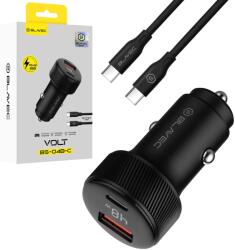 Blavec Autós töltő BS-04B-C Volt - USB + Type C - QC 3.0 18W PD 30W Type C to Type C kábellel (CCBS04BCV-UCB) fekete - smartdiszkont