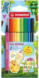 STABILO Filctoll készlet, 1 mm, STABILO Pen 68 Mini Animal Vibes , 8 különböző szín (TST668807)