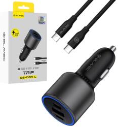 Blavec autós töltő BS-06D-C Trip - USB + 2xType C - QC 3.0 18W PD 65W with Type C to Type C (CCBS06DCQ-U2CB) fekete - smartdiszkont