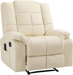 HOMCOM Fotoliu de Masaj Reclinabil Manual 165° cu 8 Puncte de Masaj și Suport pentru Picioare, Fotoliu Relax Tapițat cu Telecomandă, Buzunare Laterale, din Piele PU, Max 160kg, pentru Casă sau Birou, Crem | 