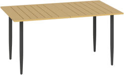 Outsunny Masă de grădină 150x90 cm, rezistentă la intemperii, masă de balcon din oțel cu orificiu pentru umbrelă, maro | Aosom Romania (84G-740V00BN)