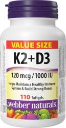 Webber Naturals Vitamin K2 + D3, 120 mcg/25 mcg, 110 capsule gelatinoase moi, Webber Naturals