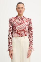 OUI női fodros blúz - burgundia 38