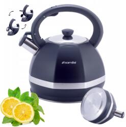Kamille Acél Vízforraló fekete klasszikus Síppal Indukciós Gáz 3L Kamille (KM1078)