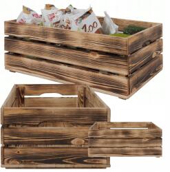 Wamar-Sosenka Fa zöldség-gyümölcs tároló doboz 60x40 fogantyúval Tartós Nagy (SD-3-60X40_O_FL)