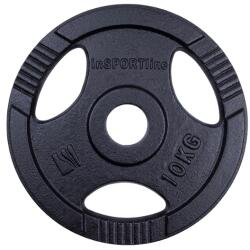 inSPORTline Öntöttvas olimpiai súlytárcsa inSPORTline Hamerton Black 10 kg 50 mm, kopásgátló bevonat, praktikus fogantyú Súlytárcsa