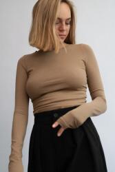 MUUV Muuv. hosszúujjú pamut elasztánnal SOUPLE - barna XS