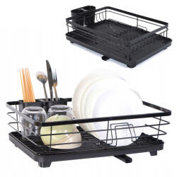  Praktikus Szárítógép Csepegtetővel Fekete Kis Tányér Evőeszközök (231120SU02)