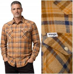 Wrangler Western Shirt Brown Blue kockás férfi pamut ing, L (112372456)