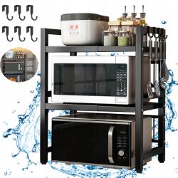  Konyhai Polc Állvány Mikrohullámú Sütő Fölé Teleszkópos Akasztók (250109XF18)