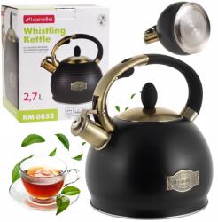 Kamille Hagyományos Acél Vízforraló Síppal 2, 7 L Gáz Indukciós fekete Kamille (KM0852)