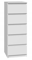 Topeshop Komód Fehér 5 Fiókos Tágas Modern Nappali Hálószoba (W5 BIEL)