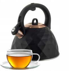 Kamille Hagyományos Vízforraló Síppal acél Gáz Indukciós Kamille fekete 3L (KM0867)