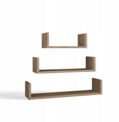 Topeshop Polc szett 3 különböző polcos nappali 80/40/60x20 cm sonoma tölgy (MOBI 3P SONOMA)