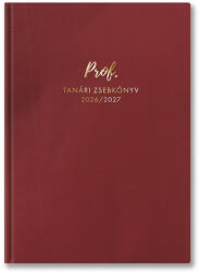 TOPTIMER Tanári zsebkönyv TOPTIMER Prof PVC műbőrborító A/5 heti 145x205 mm Bordó 2026-2027 (27P100T-201) - papir-bolt