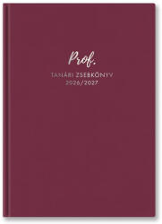 TOPTIMER Tanári zsebkönyv TOPTIMER Prof PU műbőrborító A/5 heti 150x210 mm Málna 2026-2027 (27P100C-E17) - papir-bolt