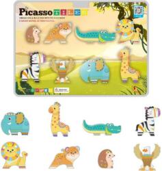 PicassoTiles Set PicassoTiles 8 accesorii magnetice, animale din safari, compatibile cu piesele magnetice de construcție Jucarii de constructii magnetice