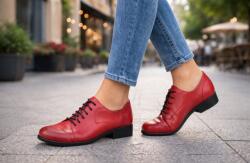 CIUCALETI Marimea 39, 40 Pantofi dama rosii piele naturala - casual modern - P53RED, marimea 39