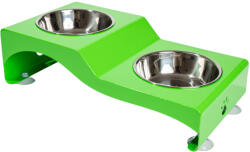  SHAW SHAW Boluri duble, set suport castroane câini + 2 boluri rotunde, antiderapant, inox, verde, 1buc