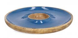 Bizzotto Platou email albastru lemn maro Knossos 39x4 cm (0550924X) Tava