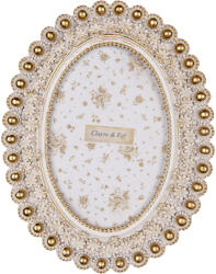 Clayre & Eef Rama foto masa, perete polirasina alba aurie 16x3x20 cm / 10x15 cm (2F1251deco)