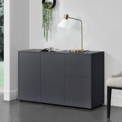 [en. casa] Comoda sideboard Paarl 117 cm cu 2 sertare si 3 usi, gri închis mat (71488100) Comoda