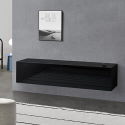 [en. casa] Comoda TV suspendata Evaton 140x33x30 cm, negru lucios, 2 usi (71488080) Comoda