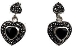 Flippy Cercei Argint 925 Inimi cu Marcasite si Piatra Neagra (TEO-09350)